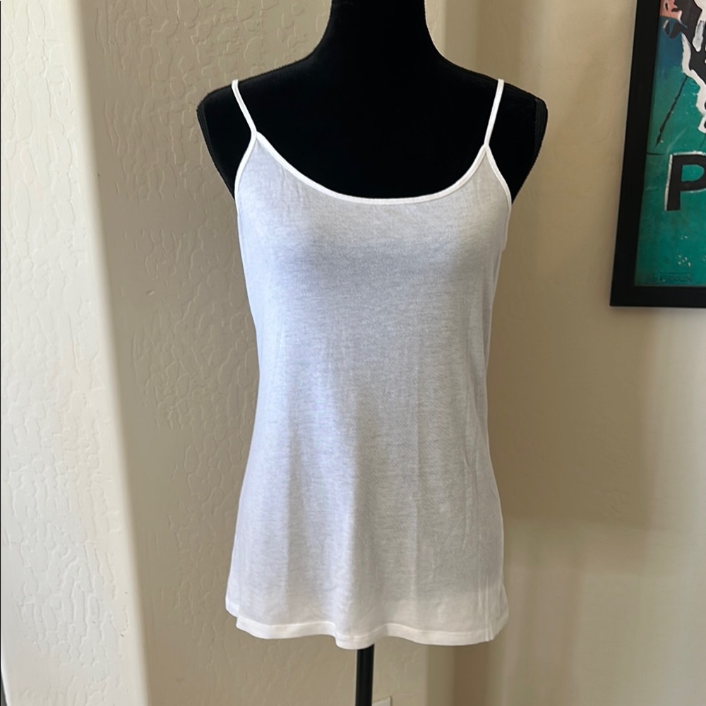 Versatile White Spaghetti Strap Tank Top Size Large